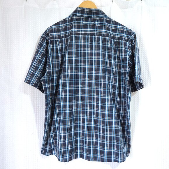 Wrangler Shirt Wrinkle Resistant Men's Large Blue Plaid Short Sleeve Button Down - Picture 2 of 9